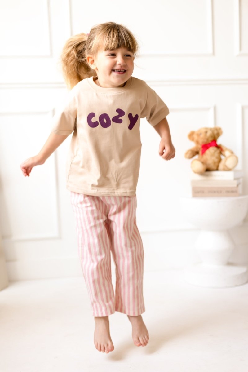 Cozy Crew Club Stripe Pants (Pink) 100% Cotton