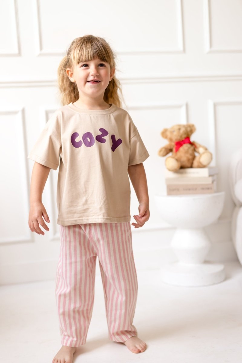 Cozy Crew Club Beige Graphic Tee 100% Cotton