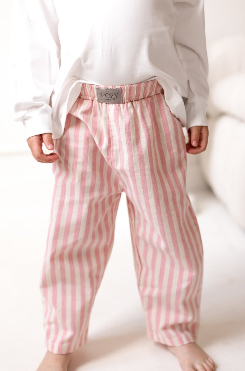 Cozy Crew Club Stripe Pants (Pink) 100% Cotton
