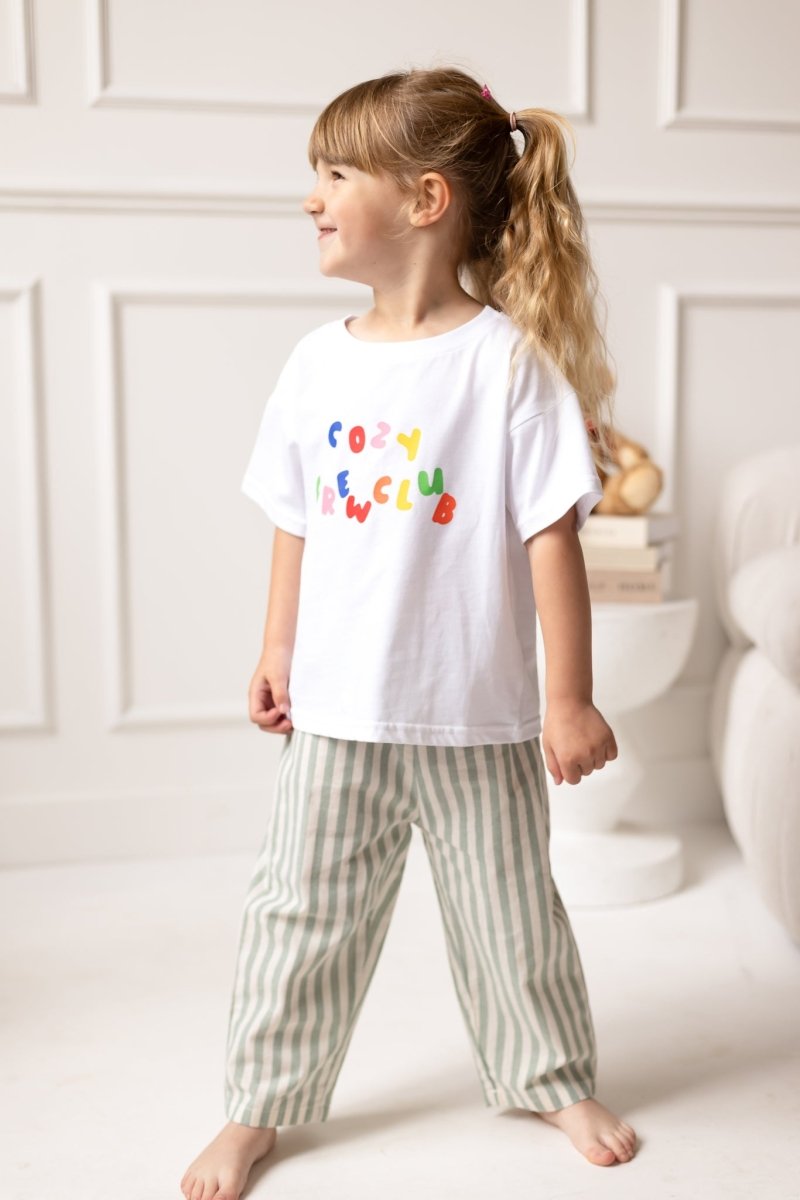 Cozy Crew Club 90's Colour Graphic Tee 100% Cotton