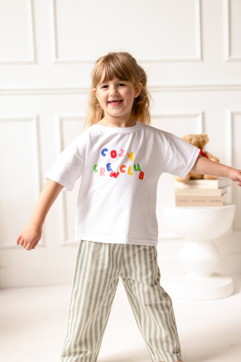 Cozy Crew Club 90's Colour Graphic Tee 100% Cotton
