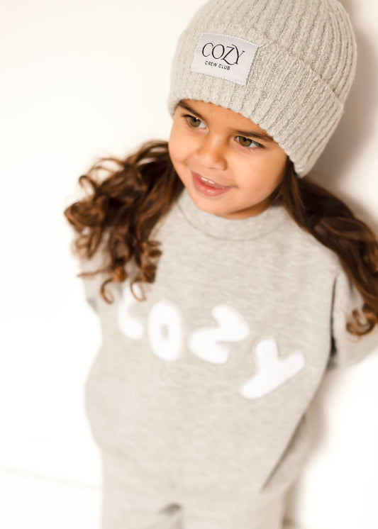 Cozy Knitted Beanie Hat Marl in Grey