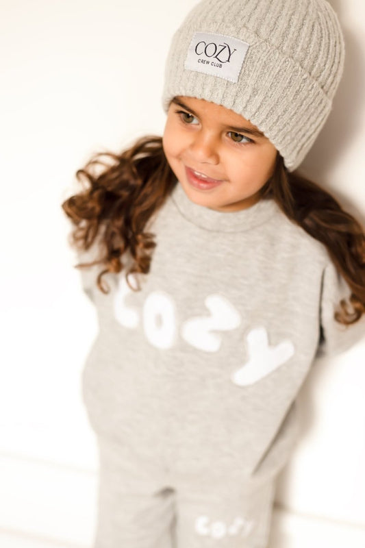 COZY Knitted Beanie Hat Marl Grey - Cozy Crew Club