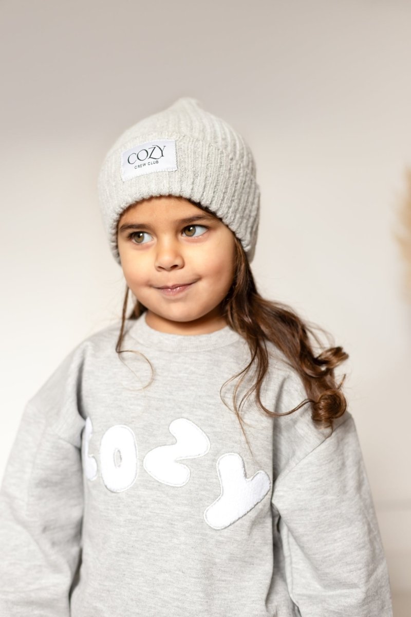 COZY Knitted Beanie Hat Marl Grey - Cozy Crew Club