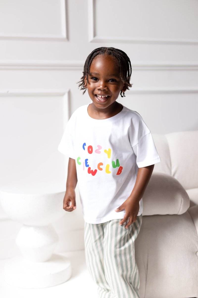 Cozy Crew Club 90's Colour Graphic Tee 100% Cotton