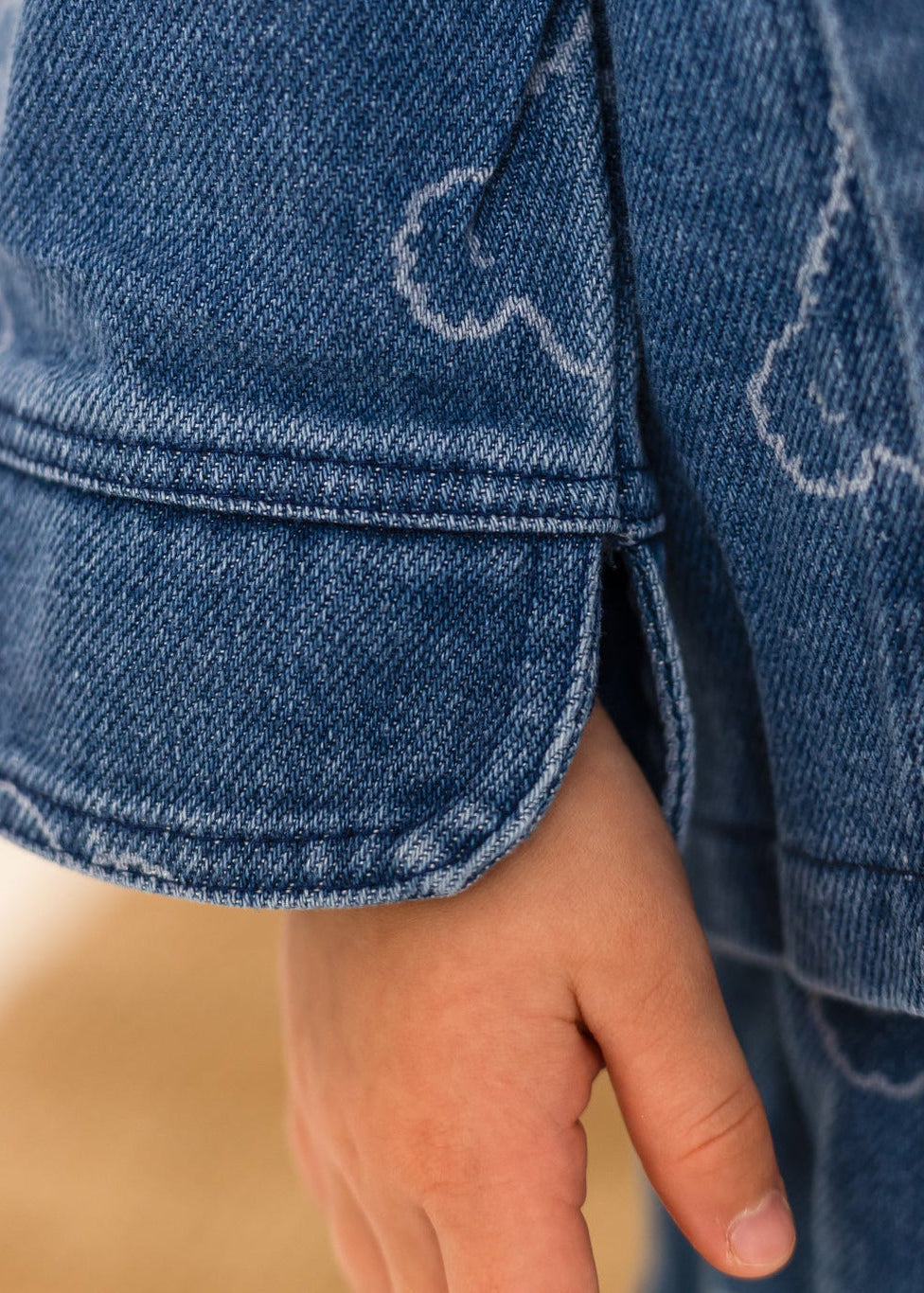Baby Embroidered Bear Denim Two Piece Set