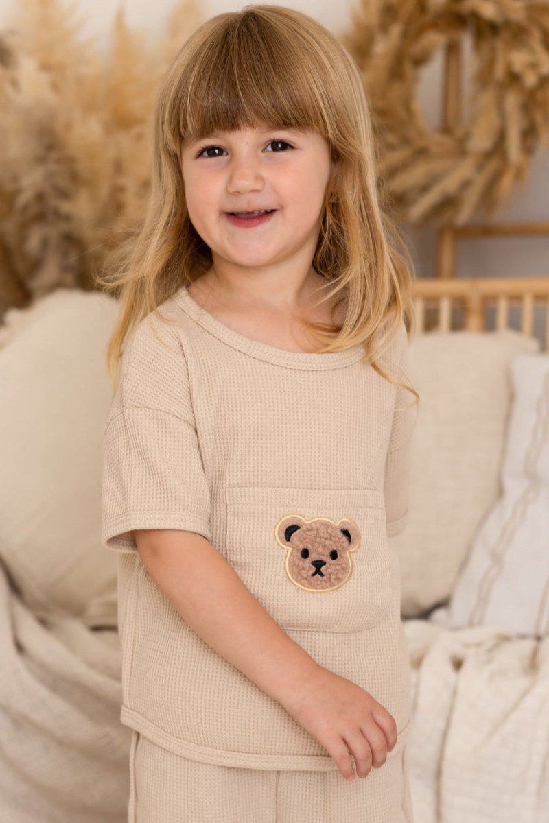 Waffle Bear 2 Piece T-Shirt & Shorts Set - Cozy Crew Club