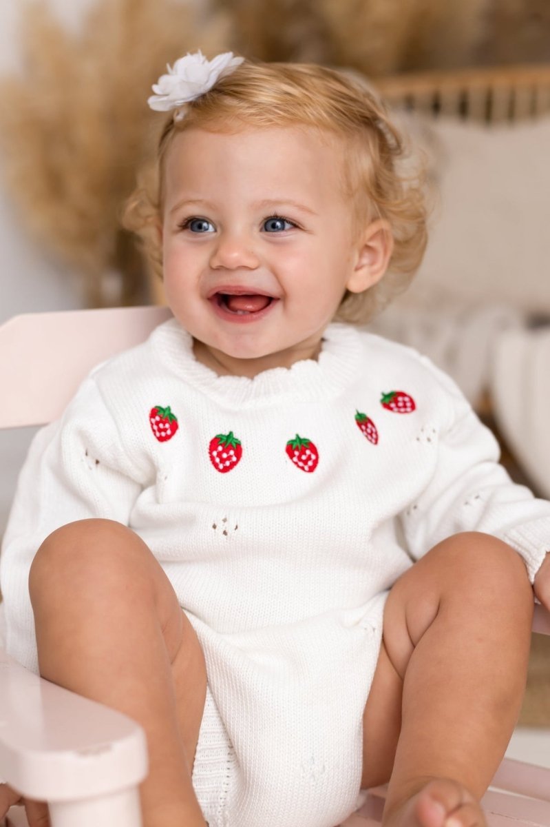 White Stawberry Knit Bodysuit Cozy Crew Club Bodysuits mora-uk.myshopify.com white-stawberry-knit-bodysuit   10off, 20off, allproducts, Baby, bear, BFCM-30, BFCM20, bodysuit, BOXINGDAY, candy, candycain, christmas, CHRISTMAS20, clothing, happy bear, new in, nightwear, nonpersonalised, PADDY10, WINTER30, zero