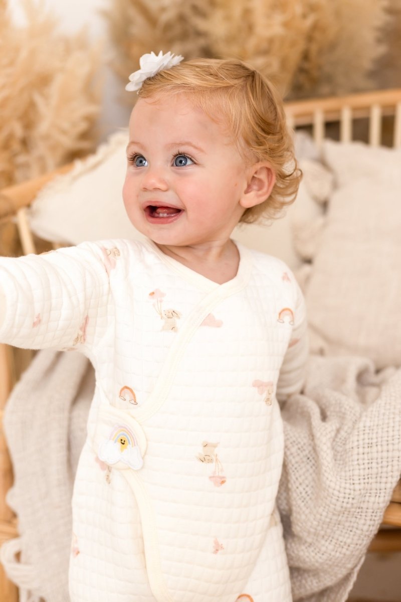 The Rainbow Boucle Wrap Baby Grow Romper - Cozy Crew Club