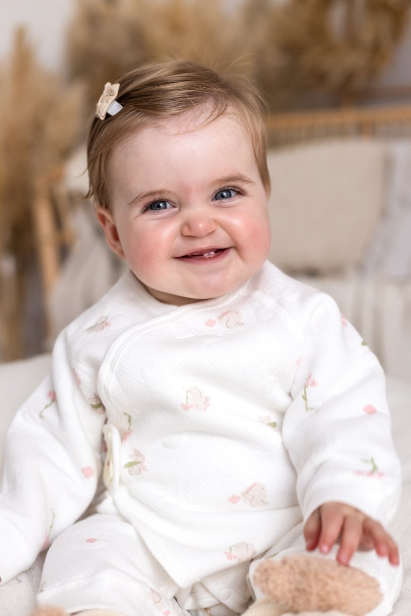 The Snuggle Bun Boucle Wrap Baby Grow Romper - Cozy Crew Club