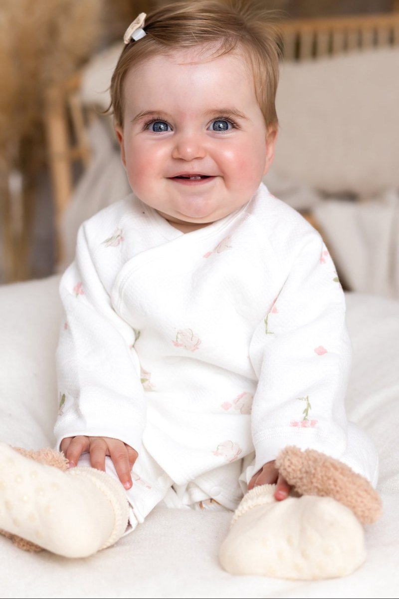 The Snuggle Bun Boucle Wrap Baby Grow Romper - Cozy Crew Club