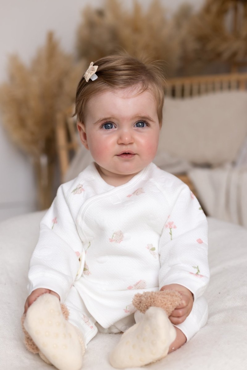 The Snuggle Bun Boucle Wrap Baby Grow Romper - Cozy Crew Club
