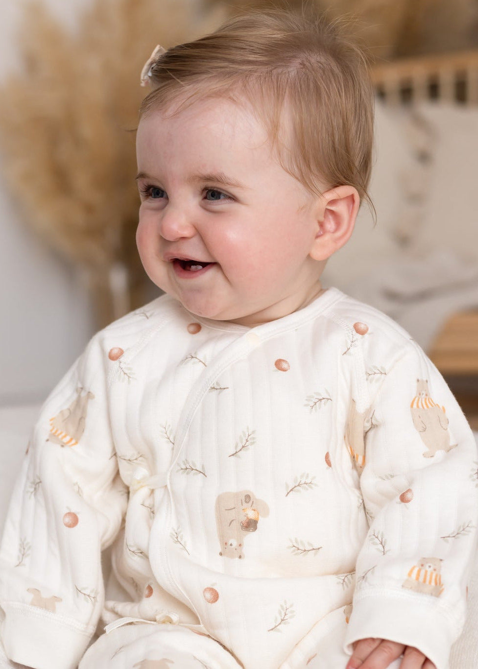 The Woodland Bear Boucle Wrap Baby Grow Romper