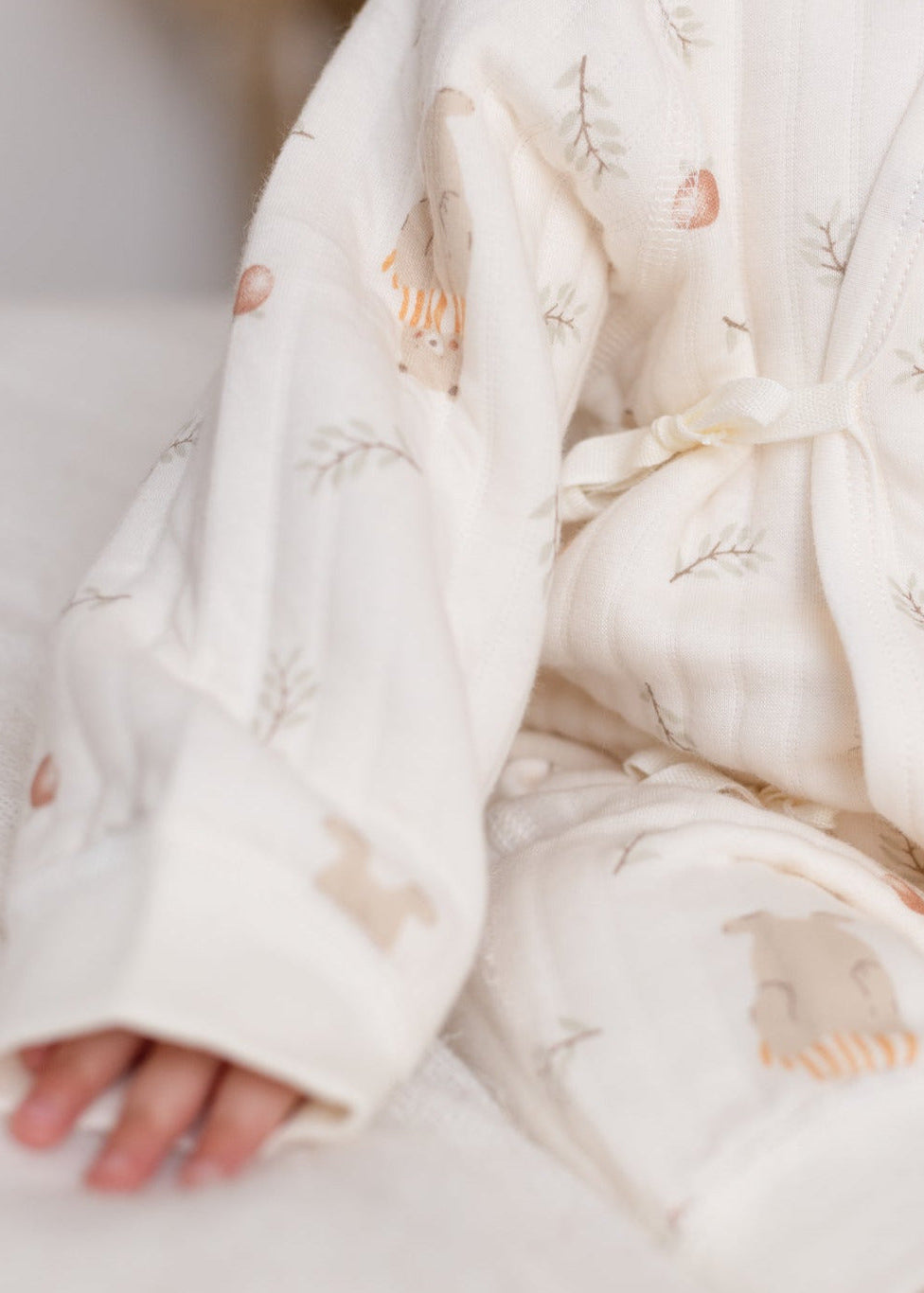The Woodland Bear Boucle Wrap Baby Grow Romper