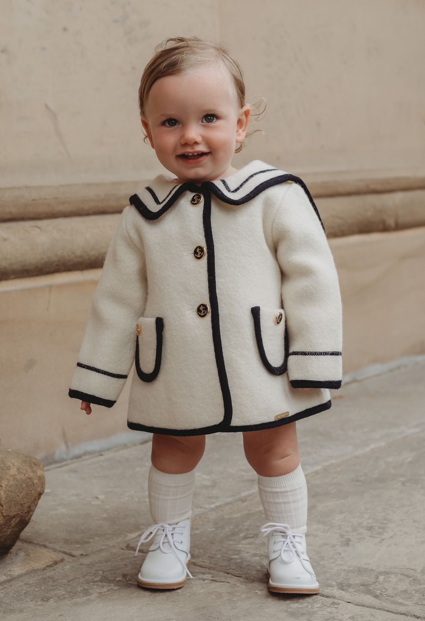 Marae Ivory Merino Wool Sailor Coat - Rose & Albert