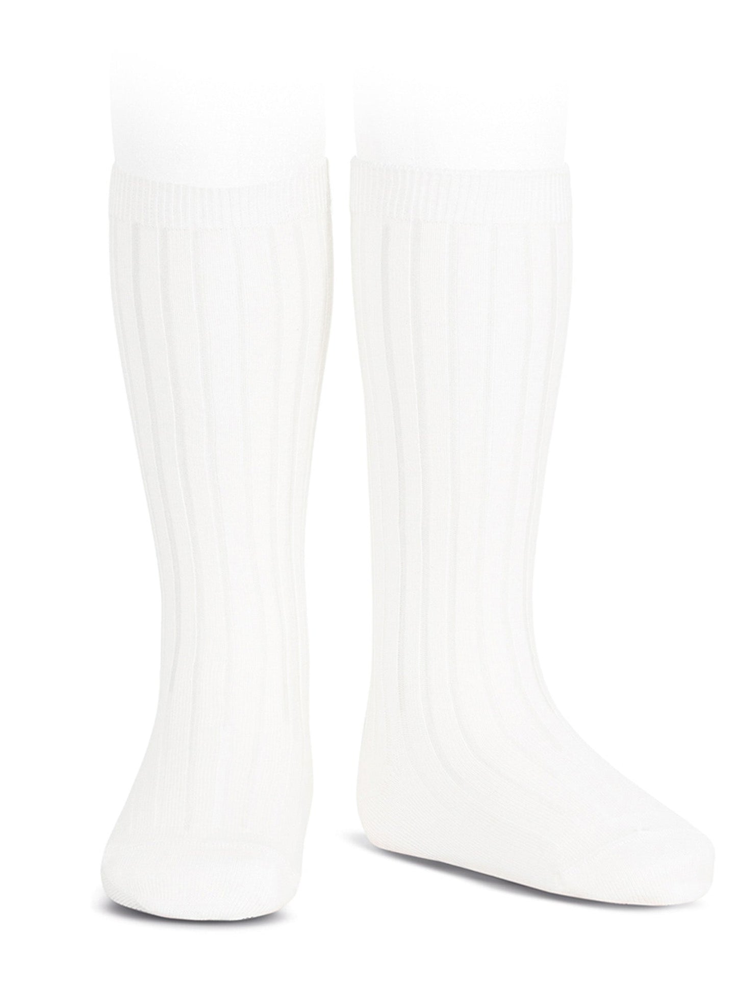 Condor white ribbed knee socks - Rose & Albert