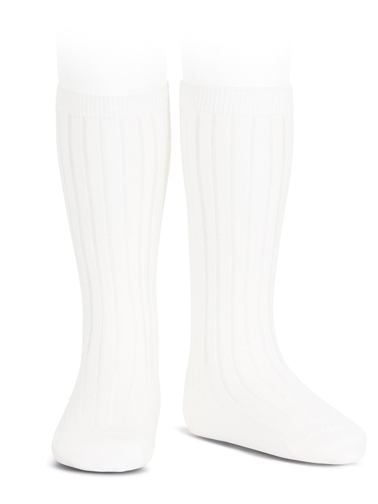 Condor white ribbed knee socks - Rose & Albert