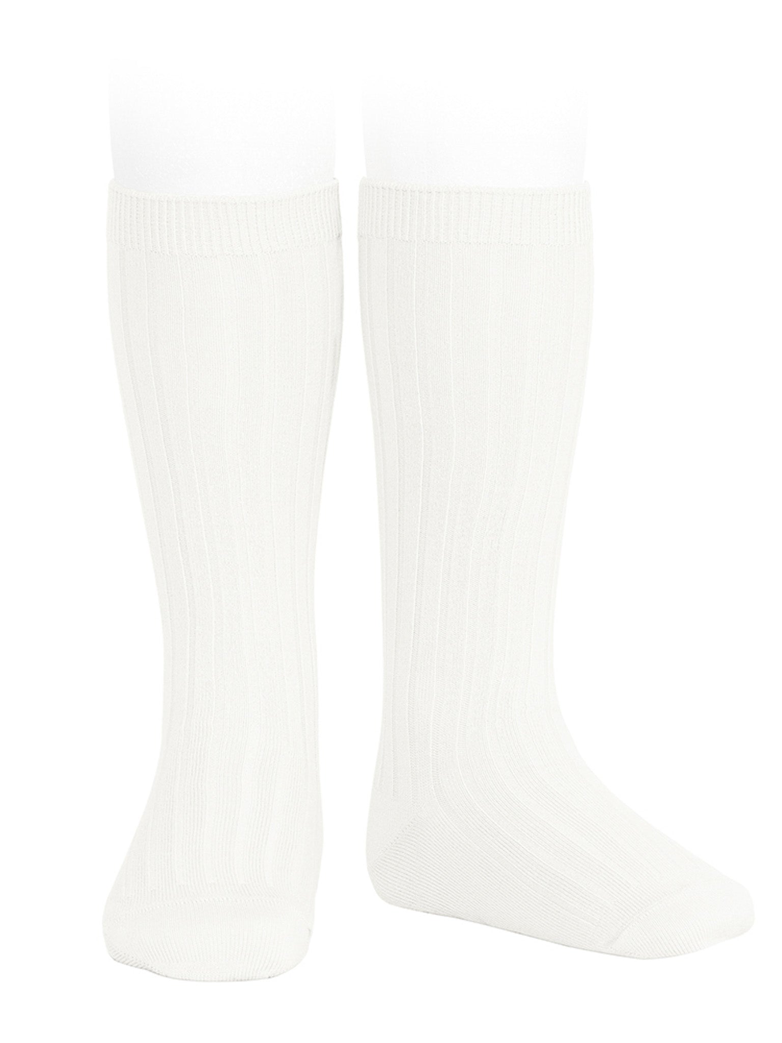 Condor ivory ribbed knee socks - Rose & Albert