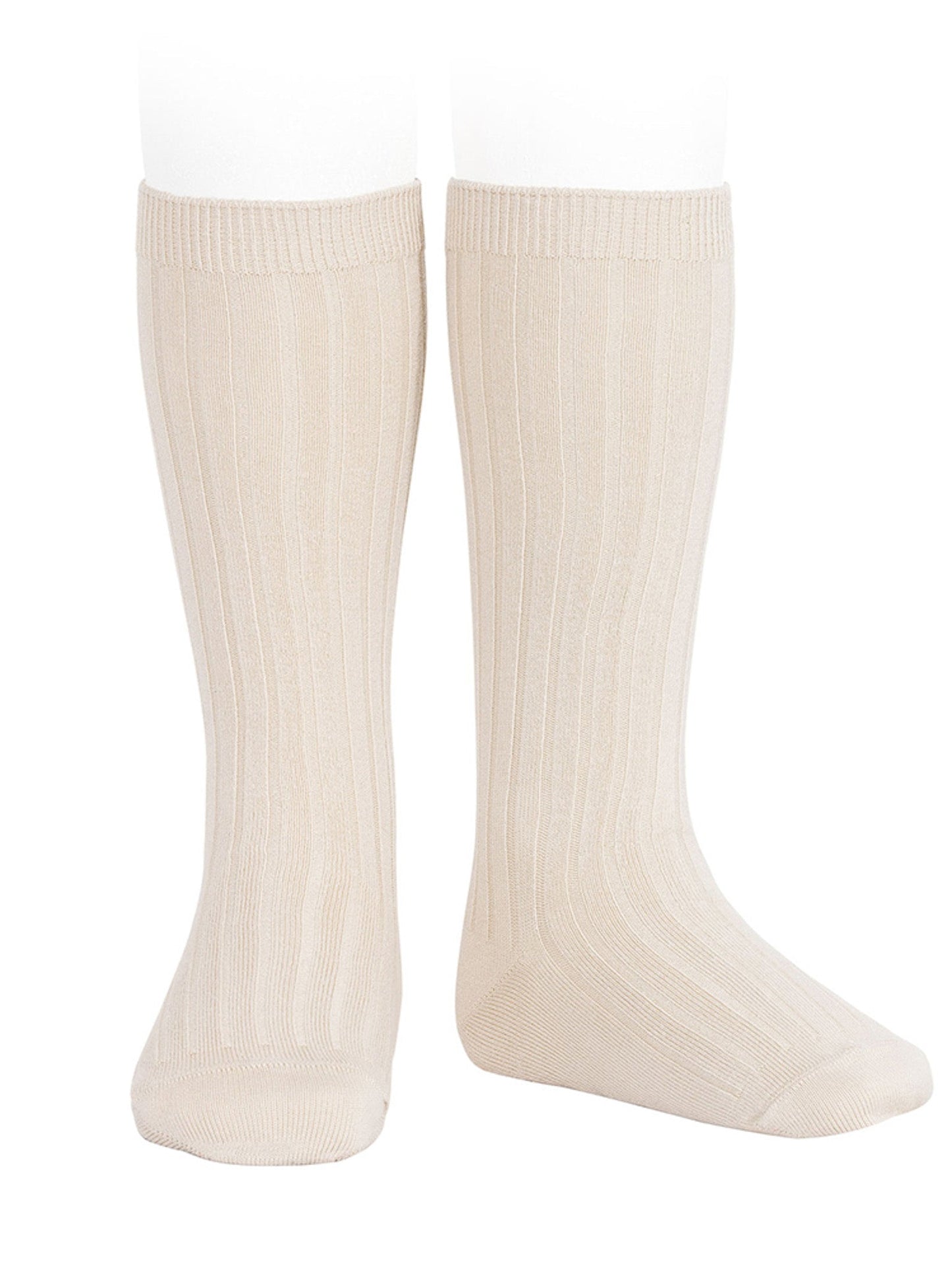 Condor beige ribbed knee socks - Rose & Albert