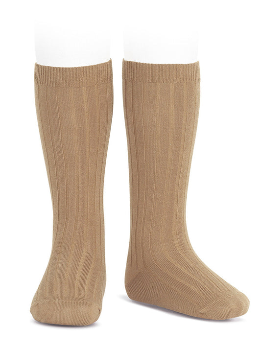 Condor camel ribbed knee socks - Rose & Albert