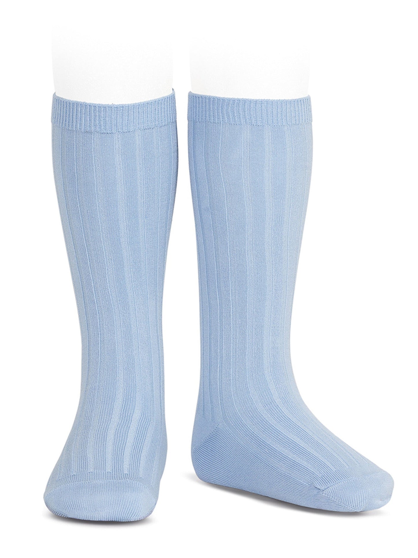 Condor blue ribbed knee socks - Rose & Albert