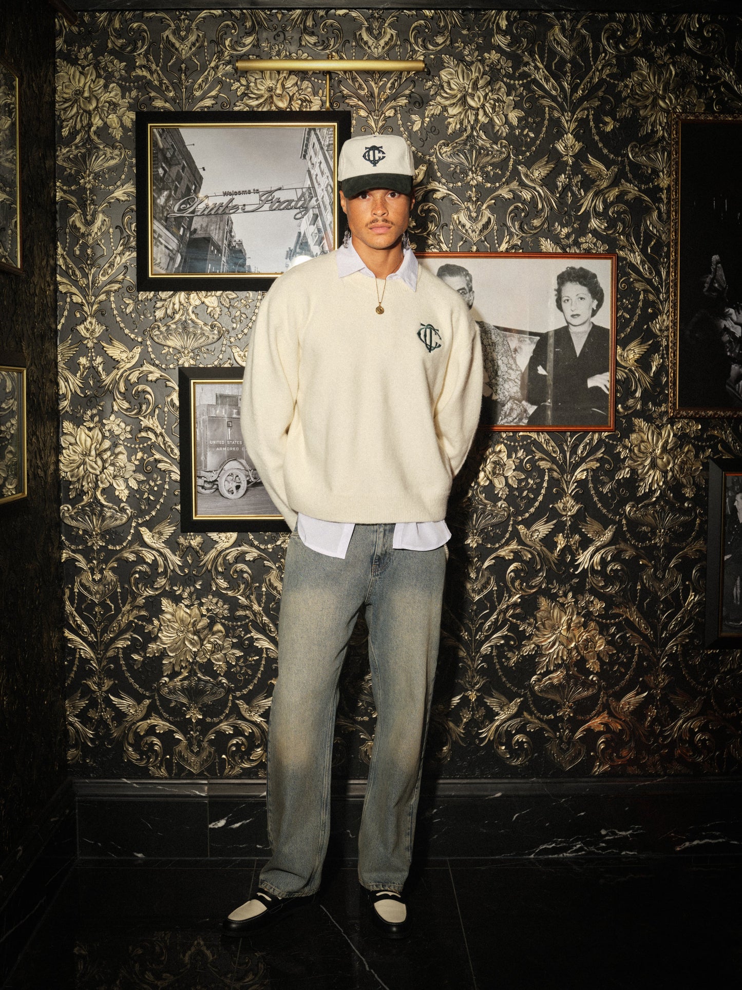 MONOGRAM KNITTED CREW - OFF WHITE