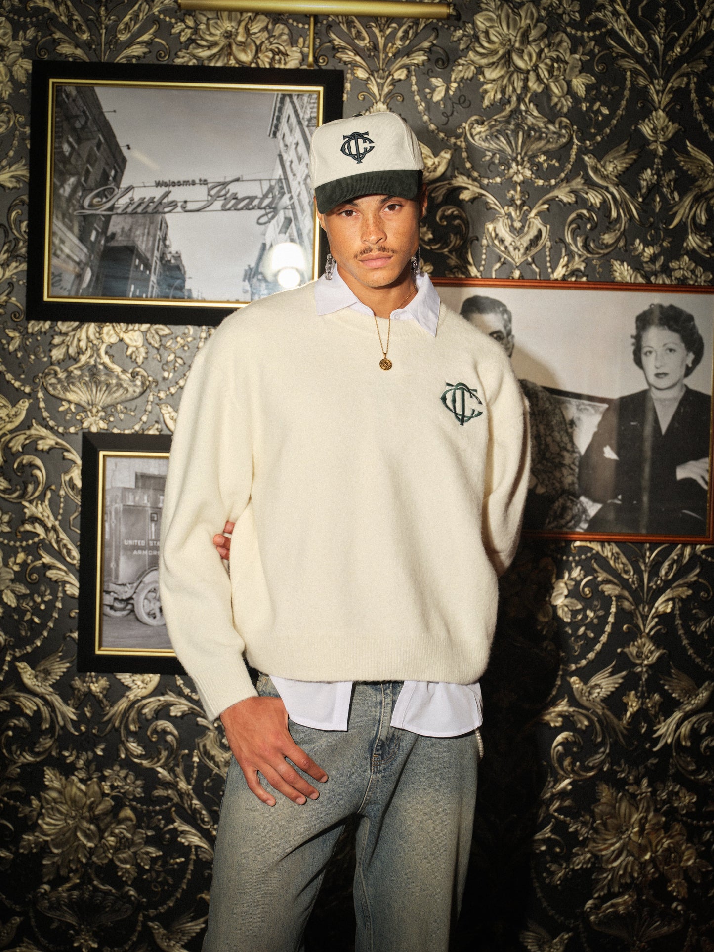 MONOGRAM KNITTED CREW - OFF WHITE