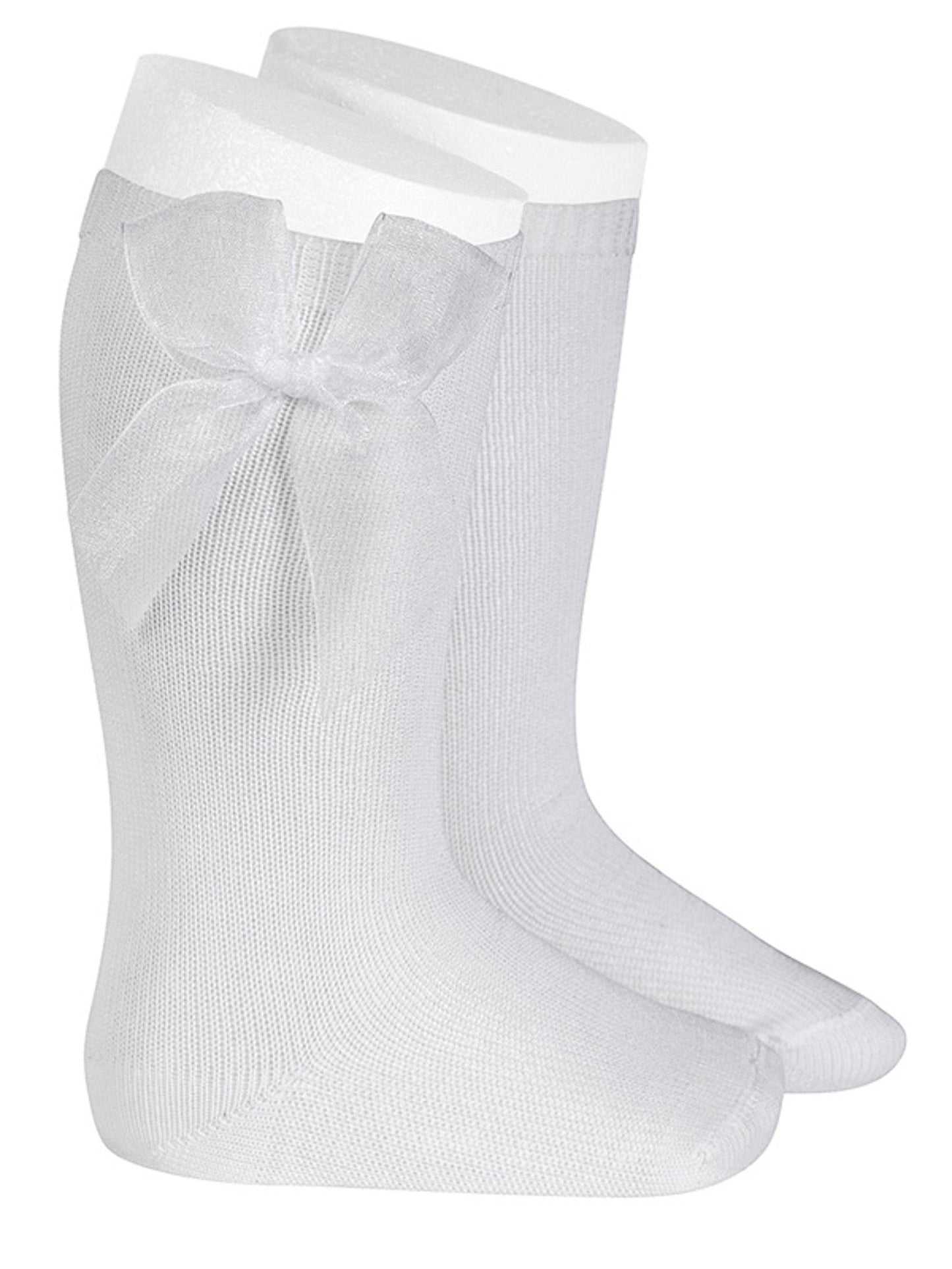 Condor white organza bow knee socks - Rose & Albert