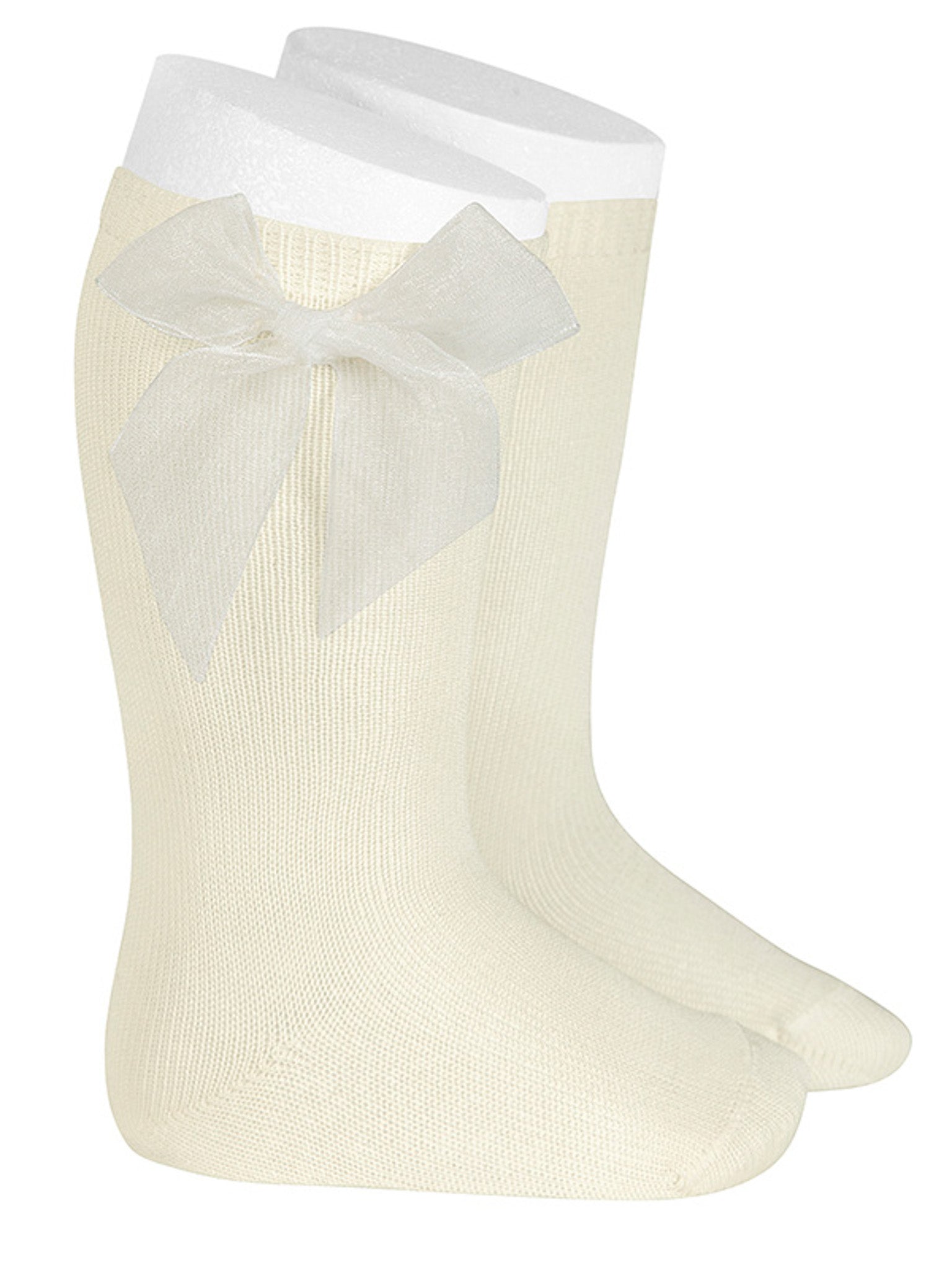 Condor Ivory organza bow knee socks - Rose & Albert