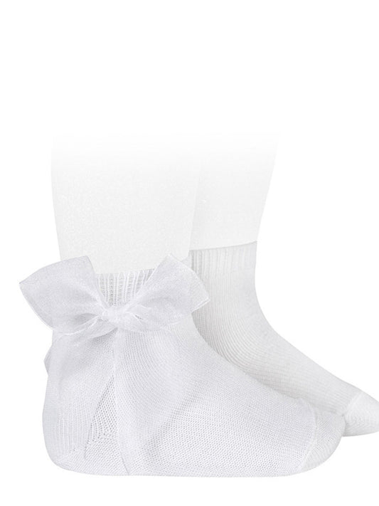 Condor white organza bow ankle socks - Rose & Albert