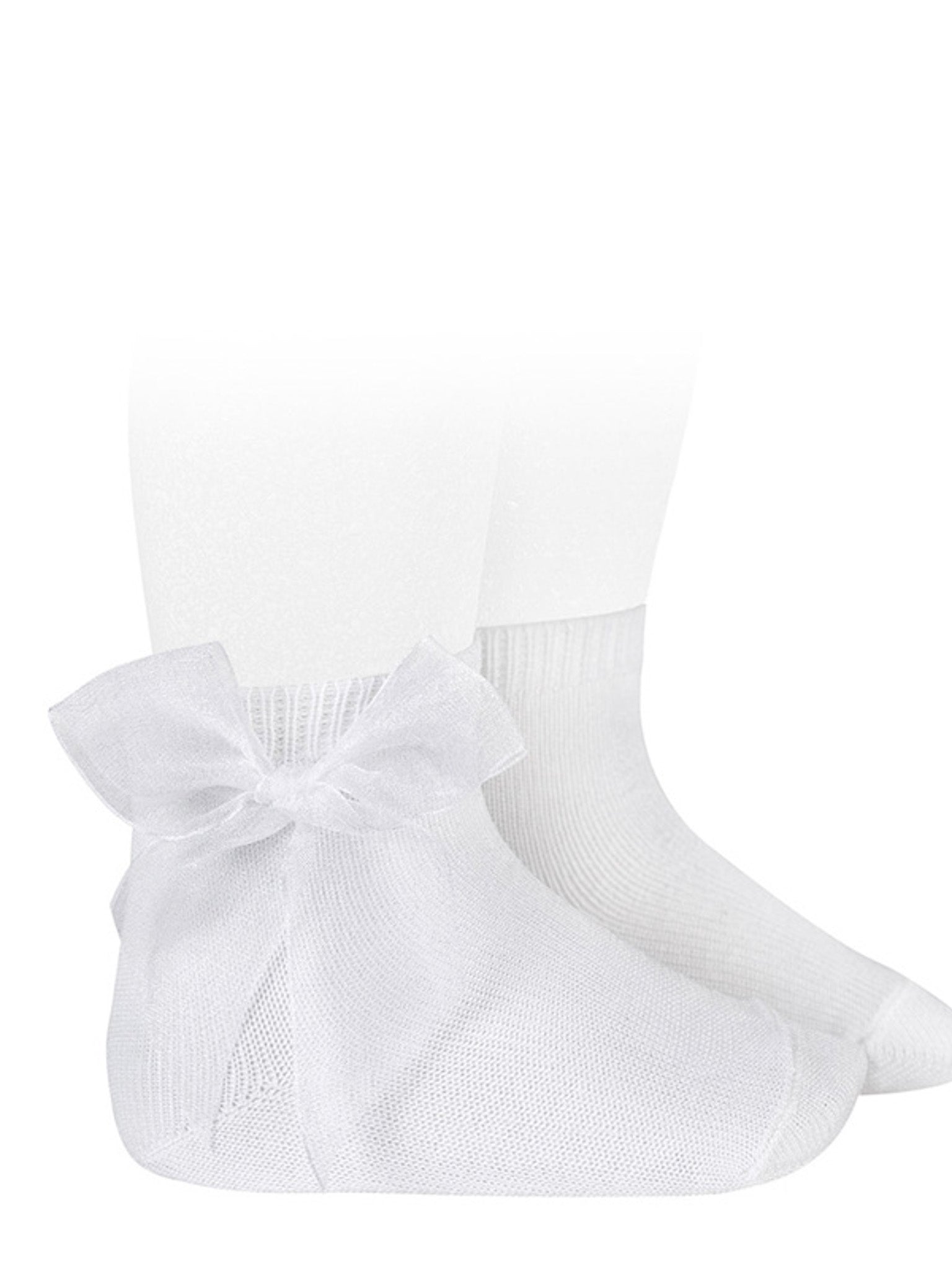 Condor white organza bow ankle socks - Rose & Albert