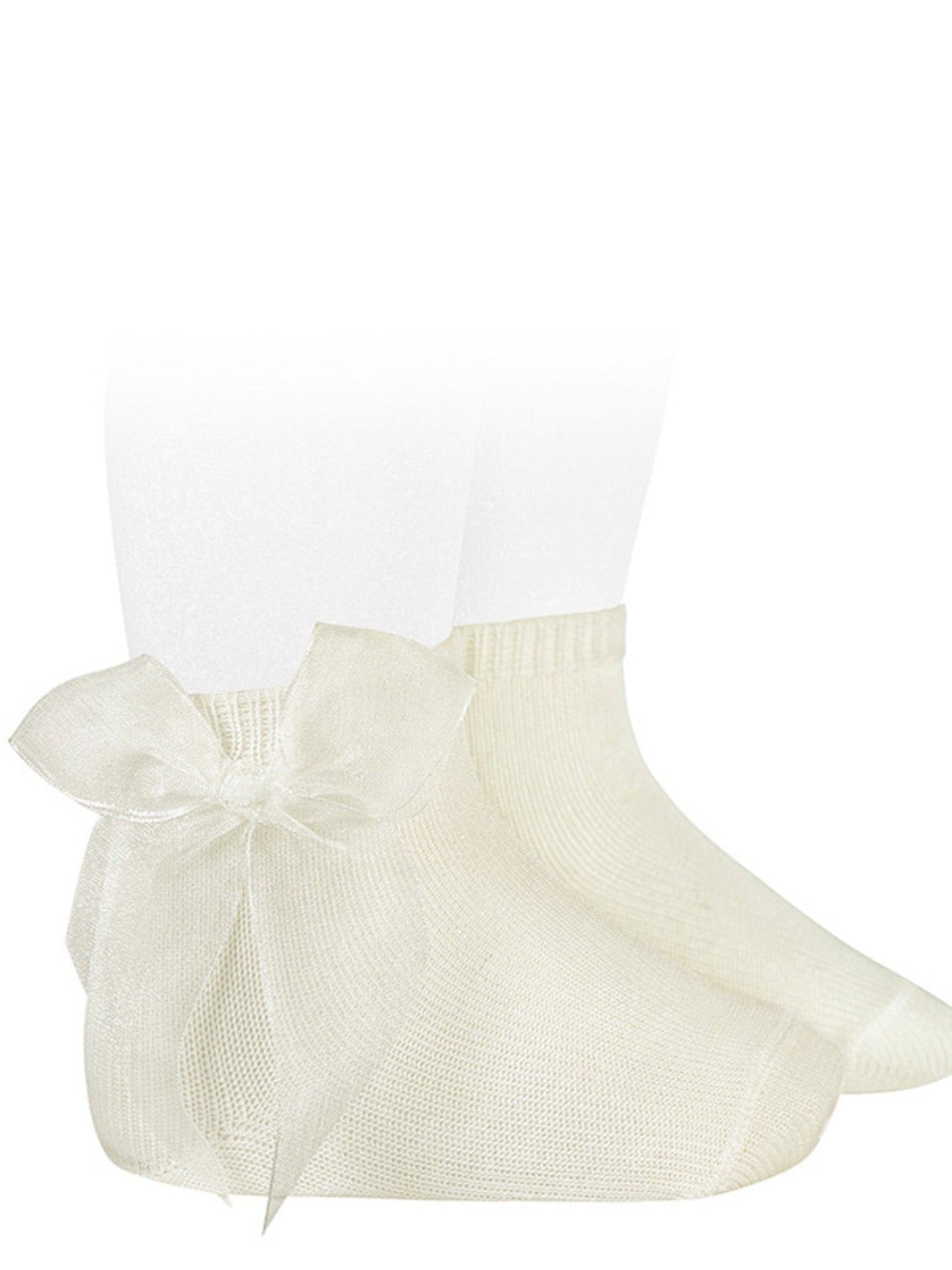 Condor ivory organza bow ankle socks - Rose & Albert