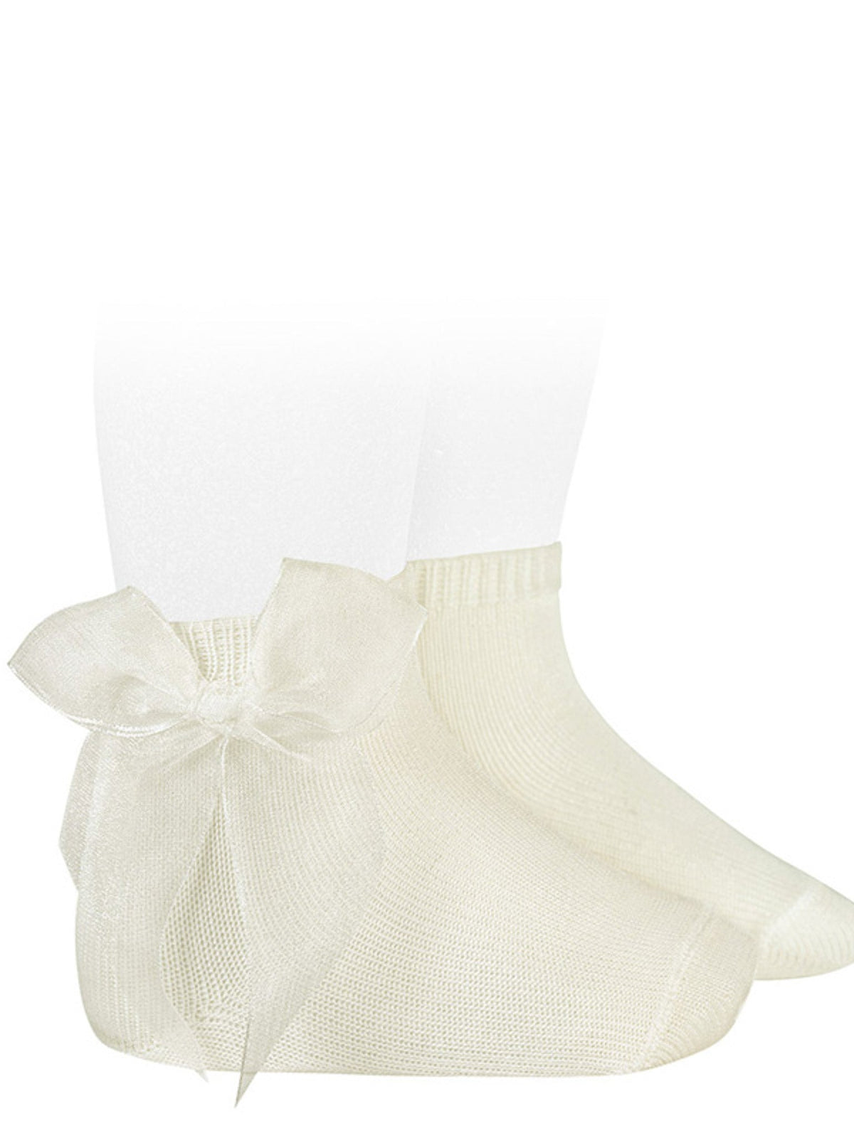 Condor ivory organza bow ankle socks - Rose & Albert