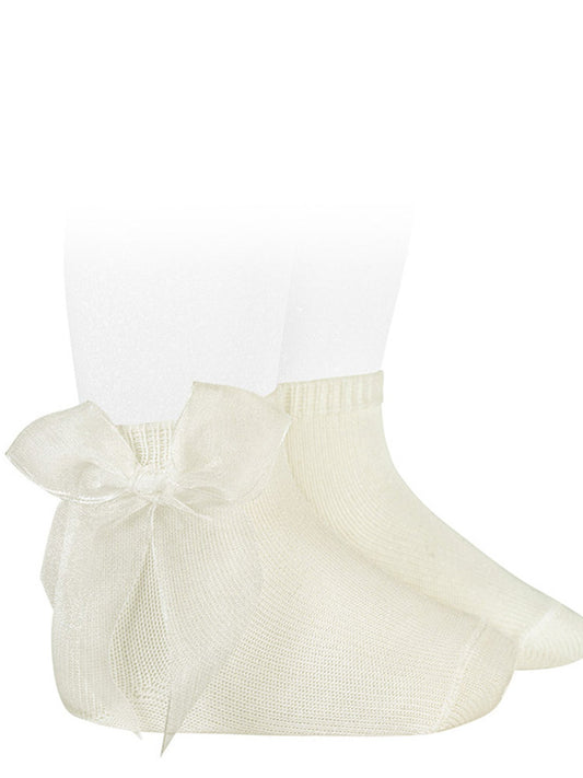 Condor ivory organza bow ankle socks - Rose & Albert