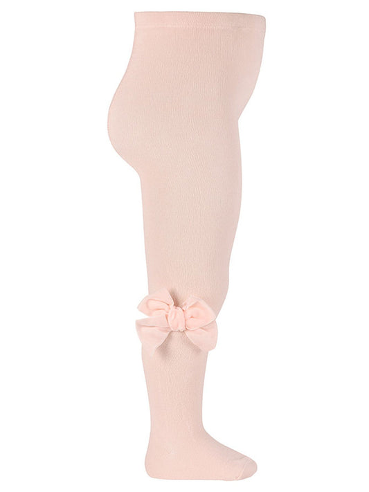 Condor Nude Pink Velvet Bow Tights - Rose & Albert
