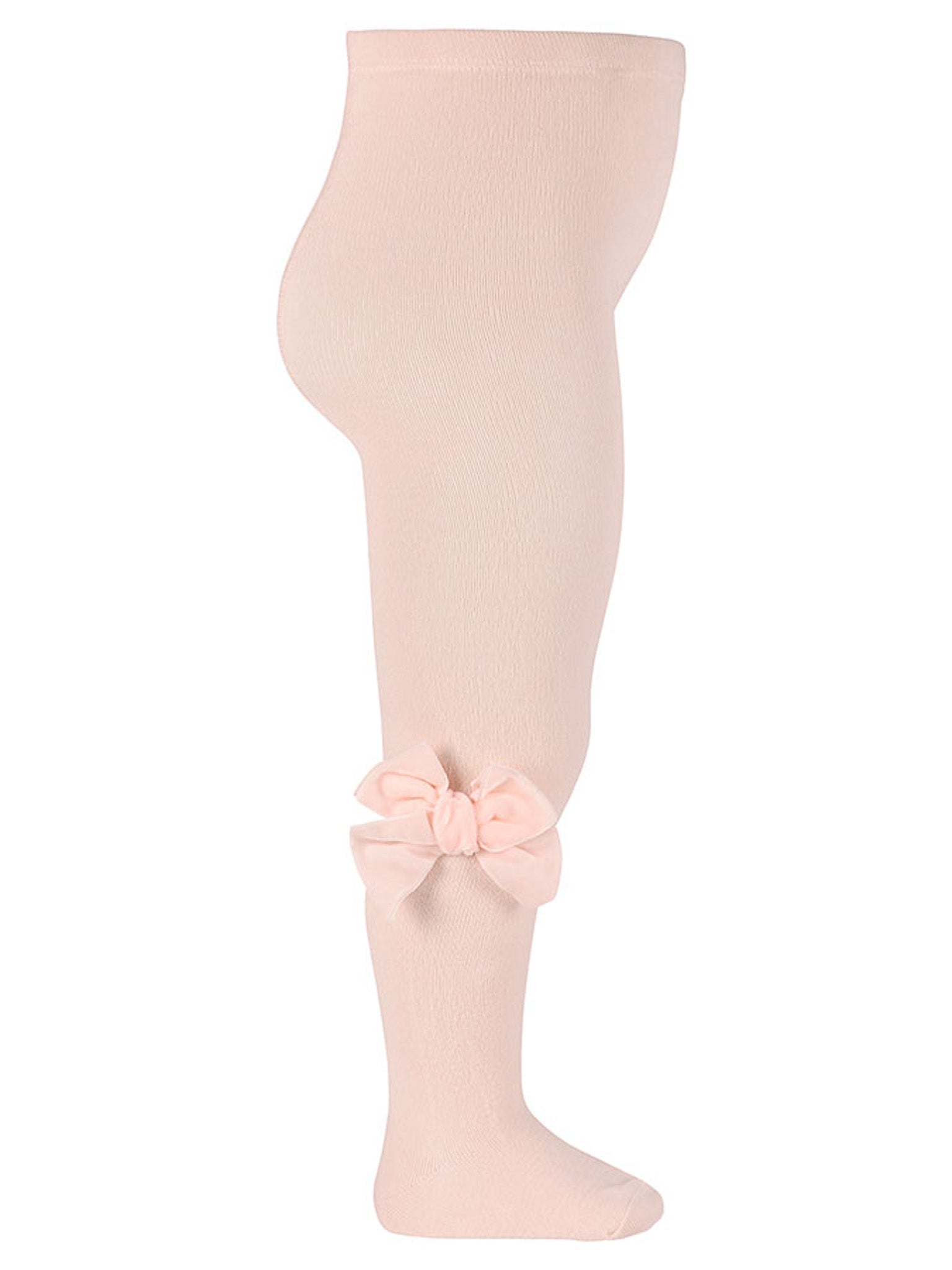 Condor Nude Pink Velvet Bow Tights - Rose & Albert