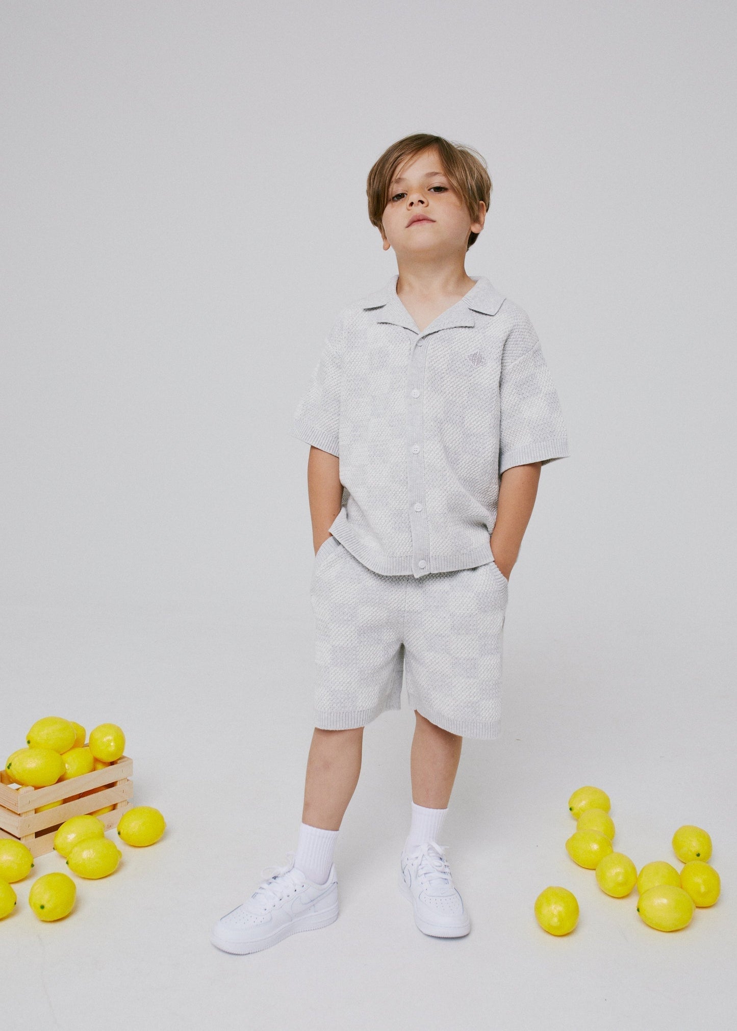 Kids Knitted Checkerboard Shorts