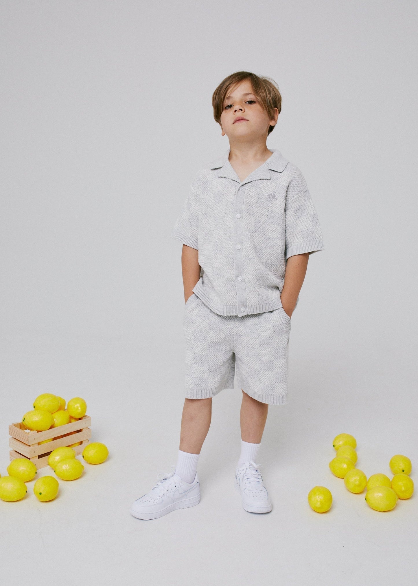 Kids Knitted Checkerboard Shirt