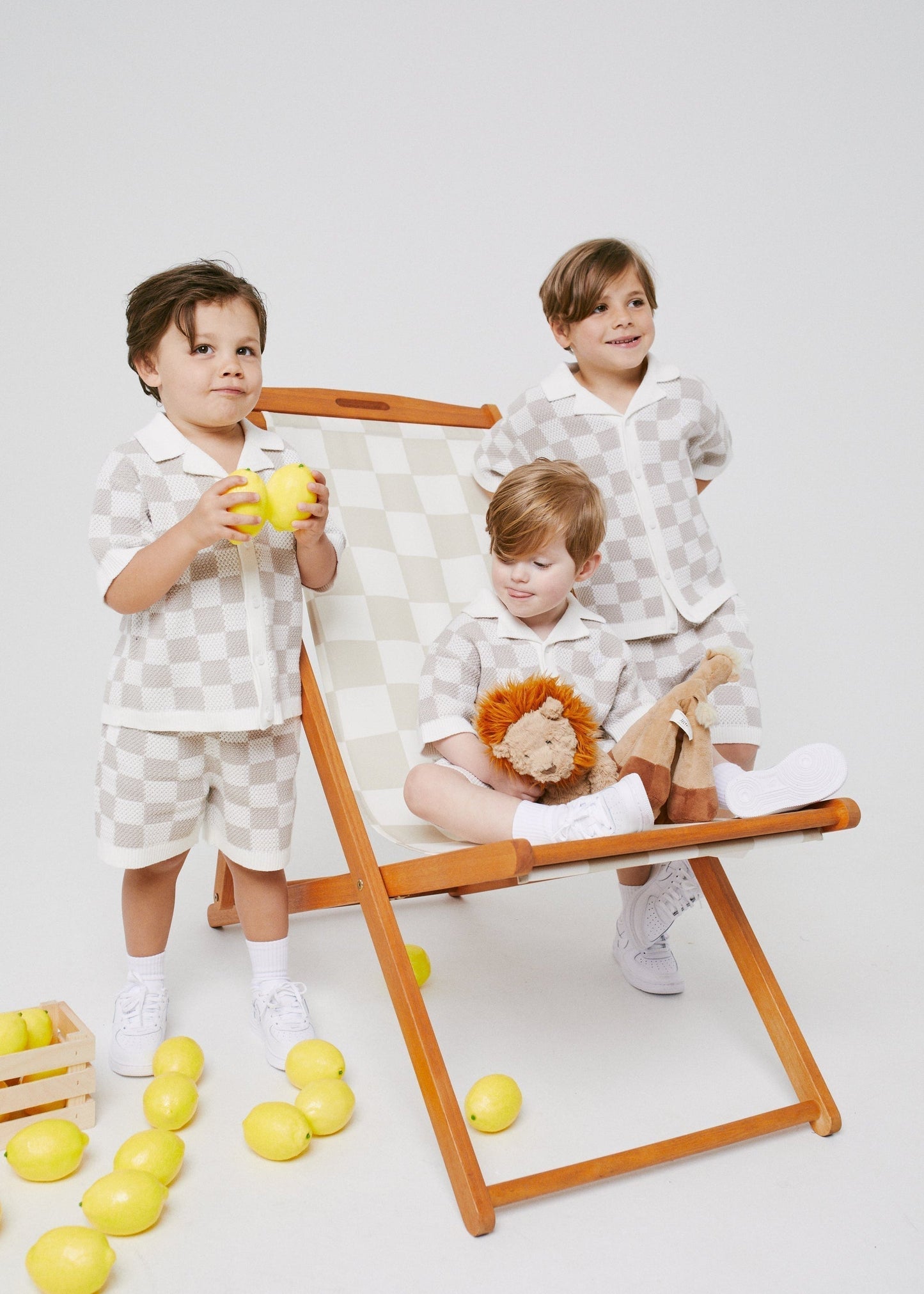 Kids Knitted Checkerboard Shirt