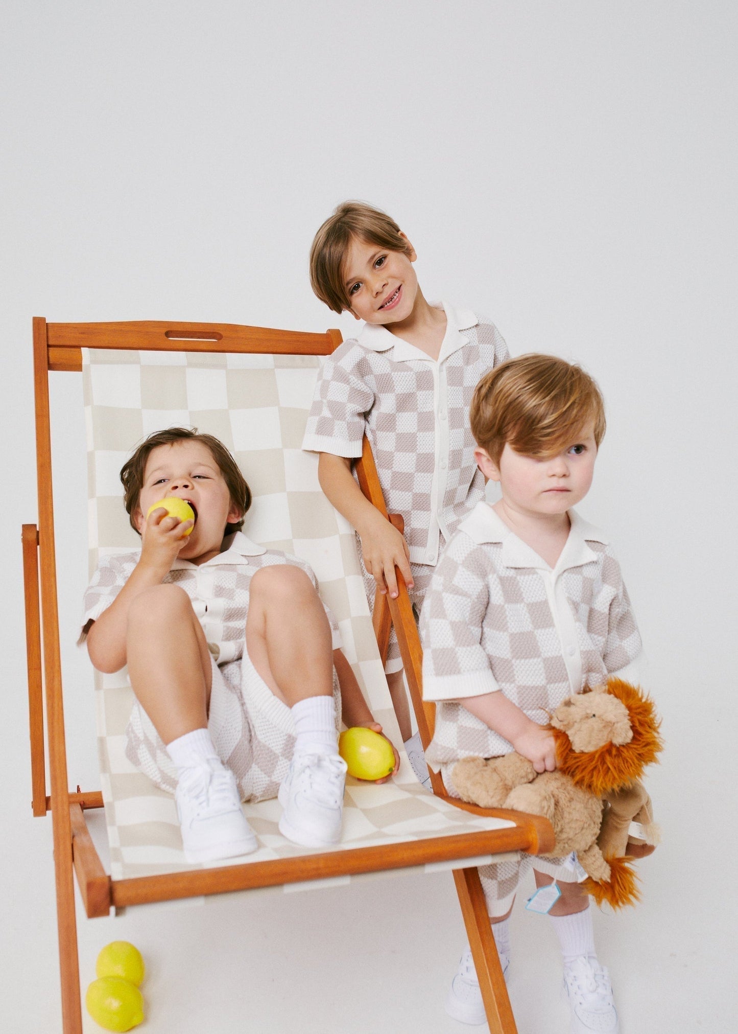 Kids Knitted Checkerboard Shorts