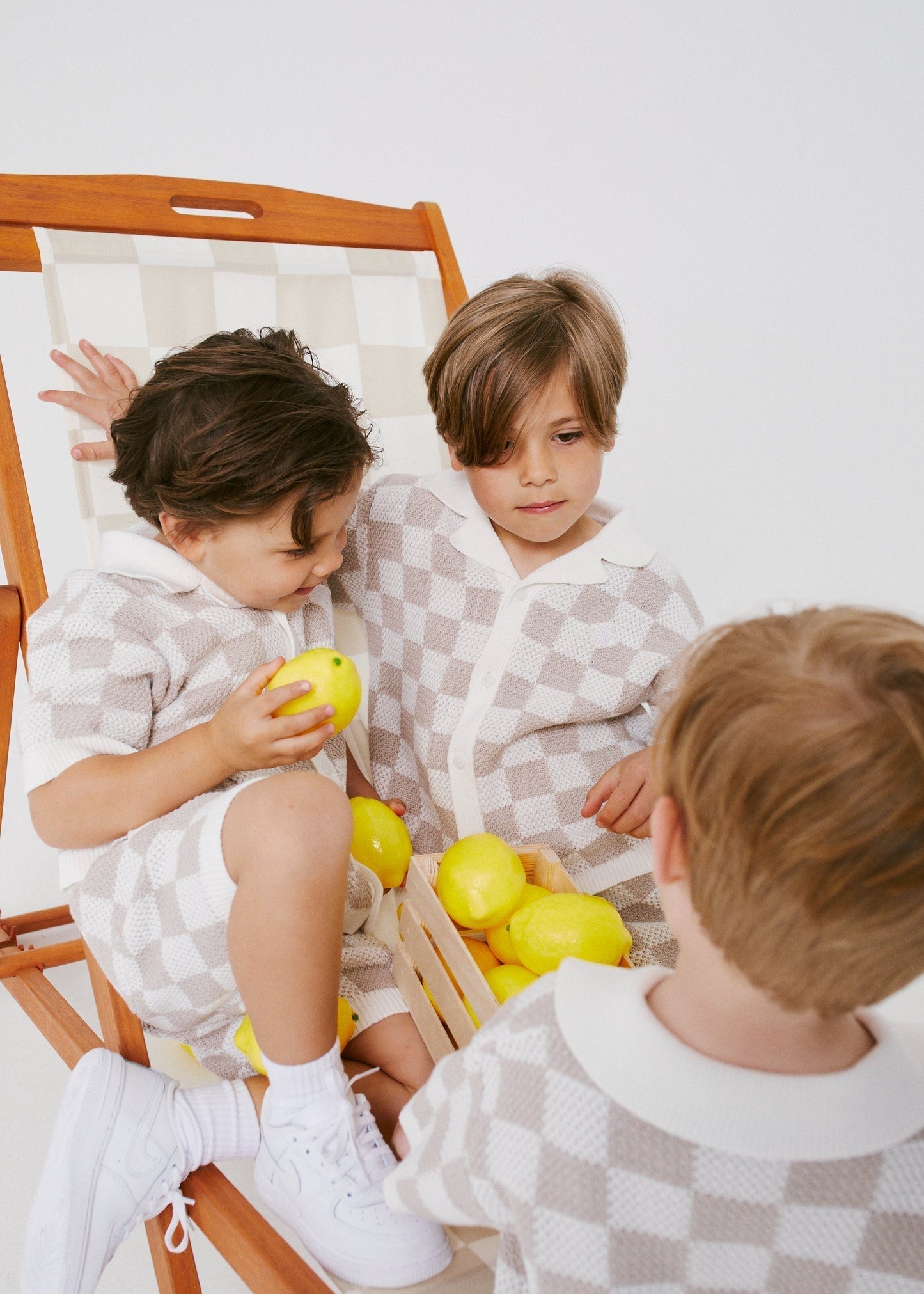 Kids Knitted Checkerboard Shirt