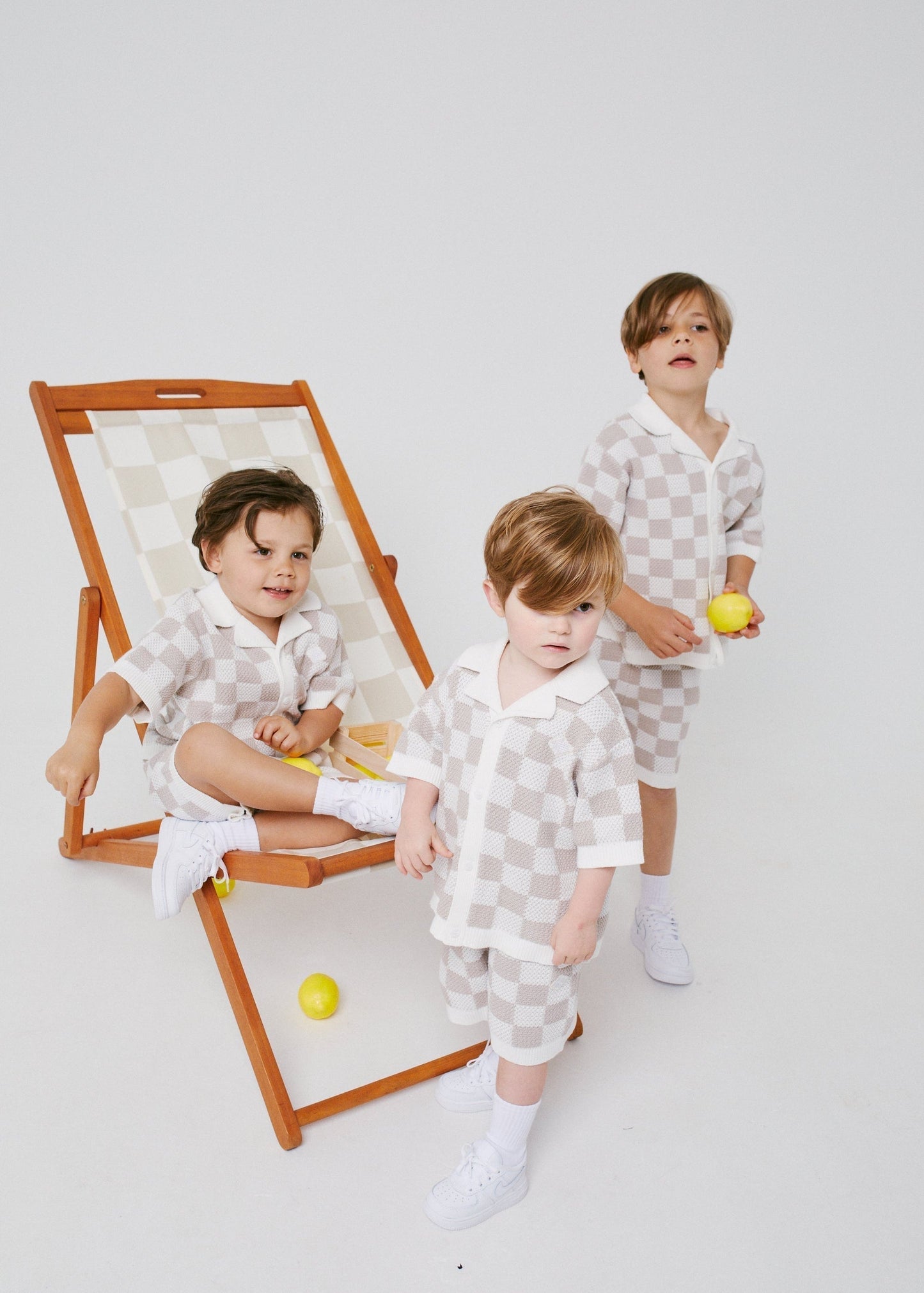 Kids Knitted Checkerboard Shirt