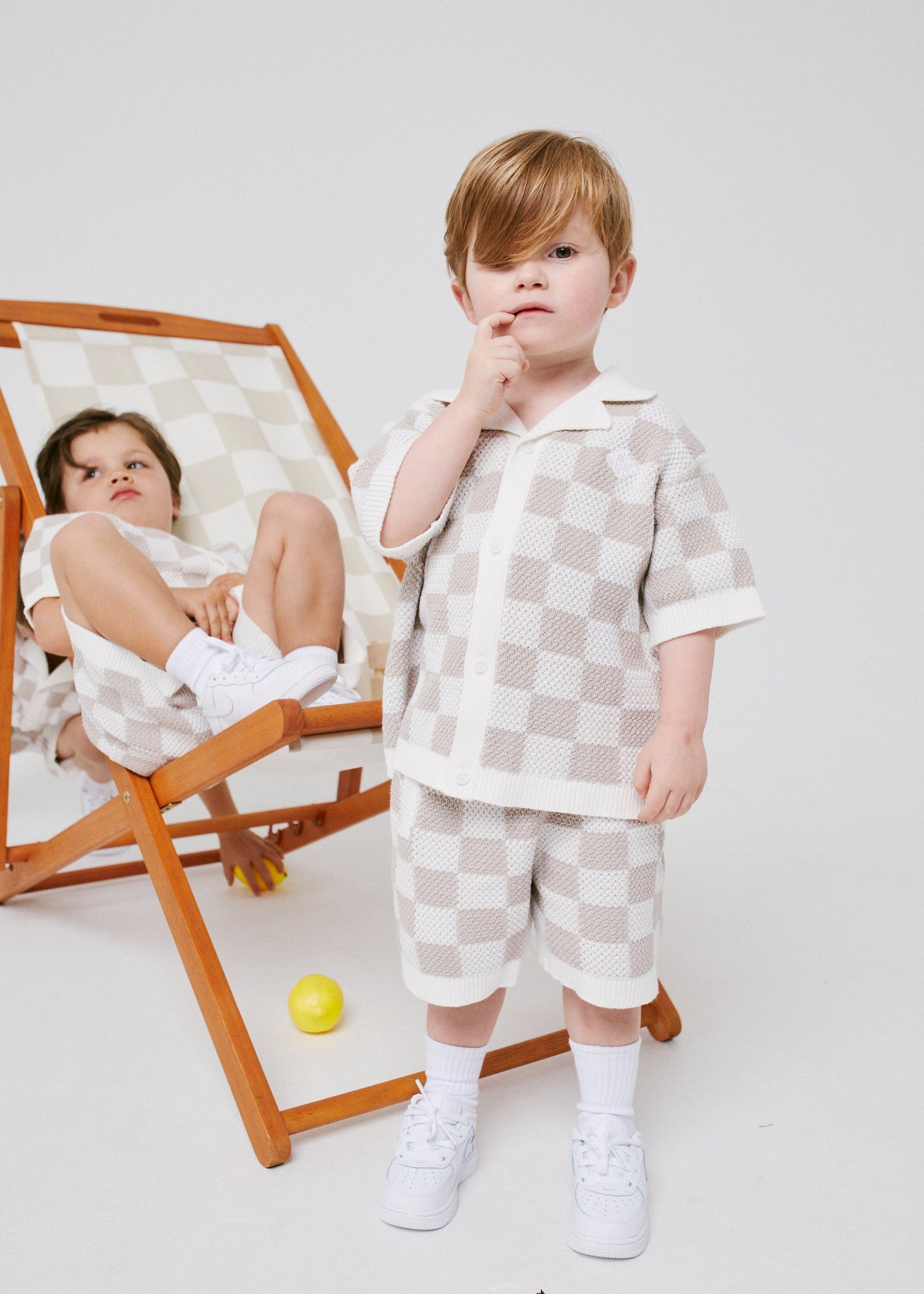 Kids Knitted Checkerboard Shirt