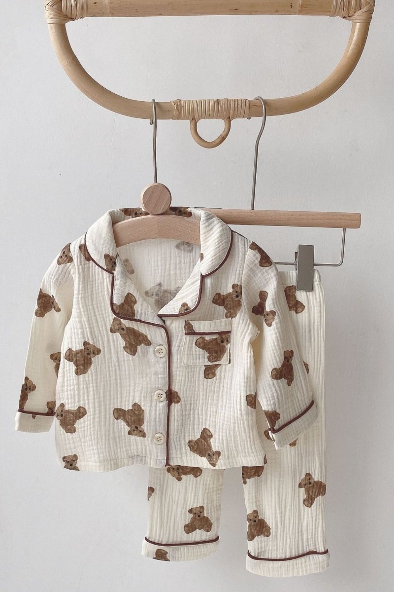 Cozy Bear Pyjamas - PJ Set 100% Cotton - Cozy Crew Club