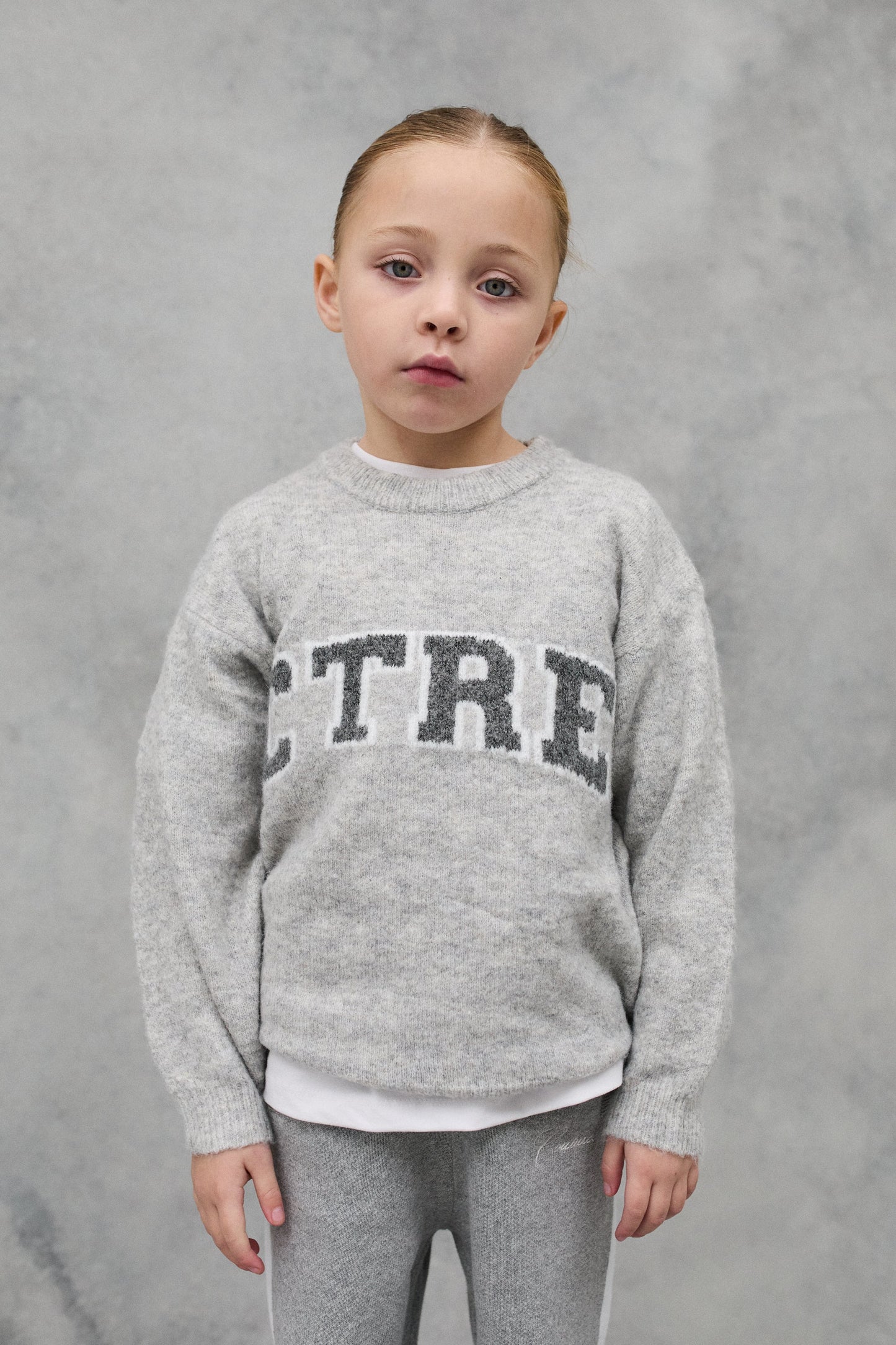 JNR CTRE KNIT SWEATSHIRT - GREY MARL