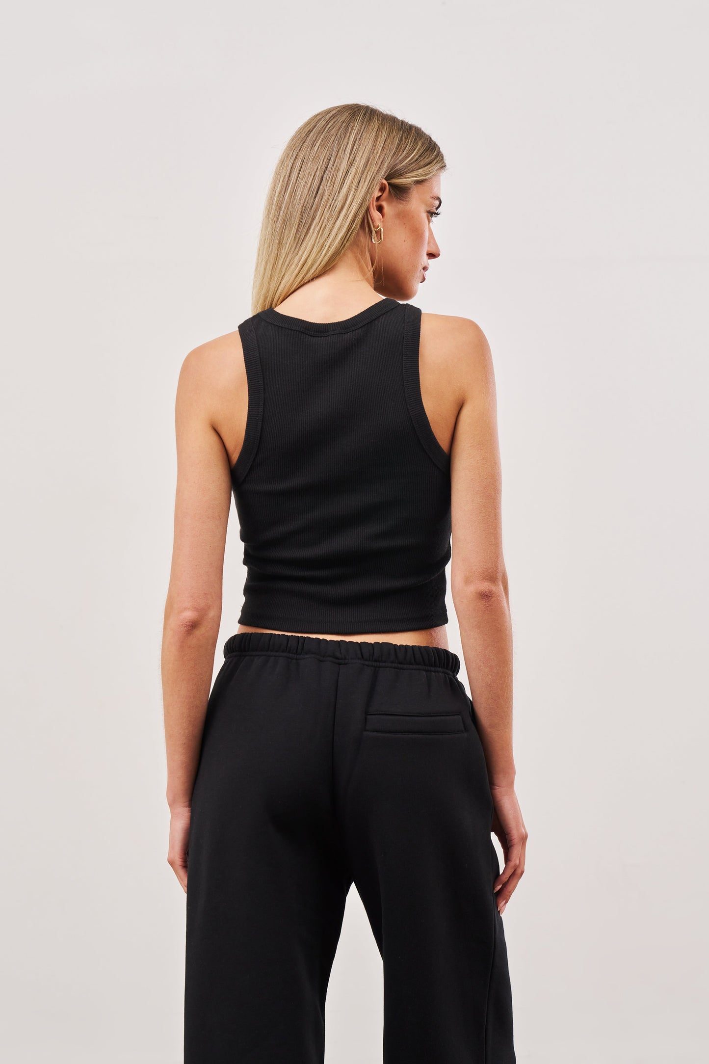 LOGO RIBBED RACER VEST - BLACK