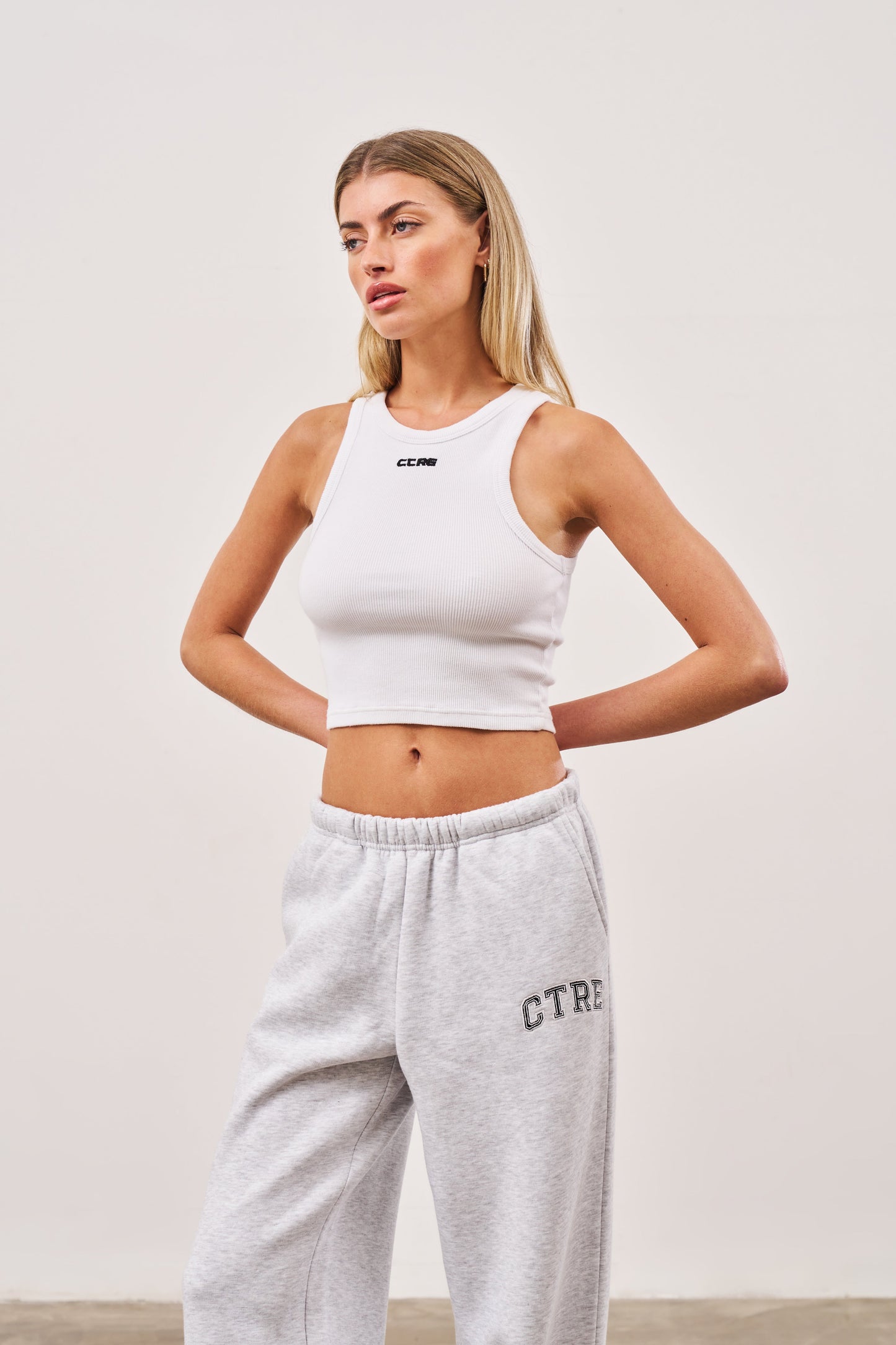 LOGO RIBBED RACER VEST - WHITE
