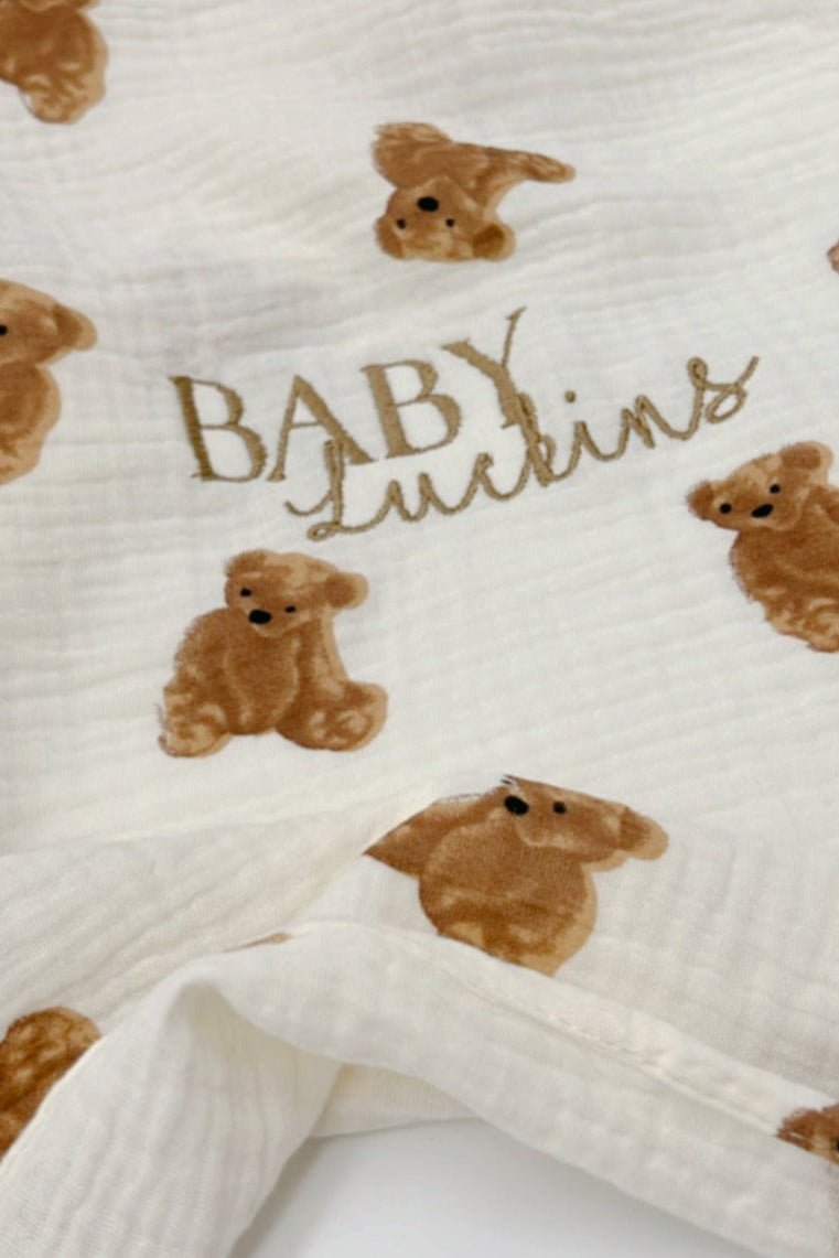 The Bear Muslin Blanket Swaddle - Cozy Crew Club