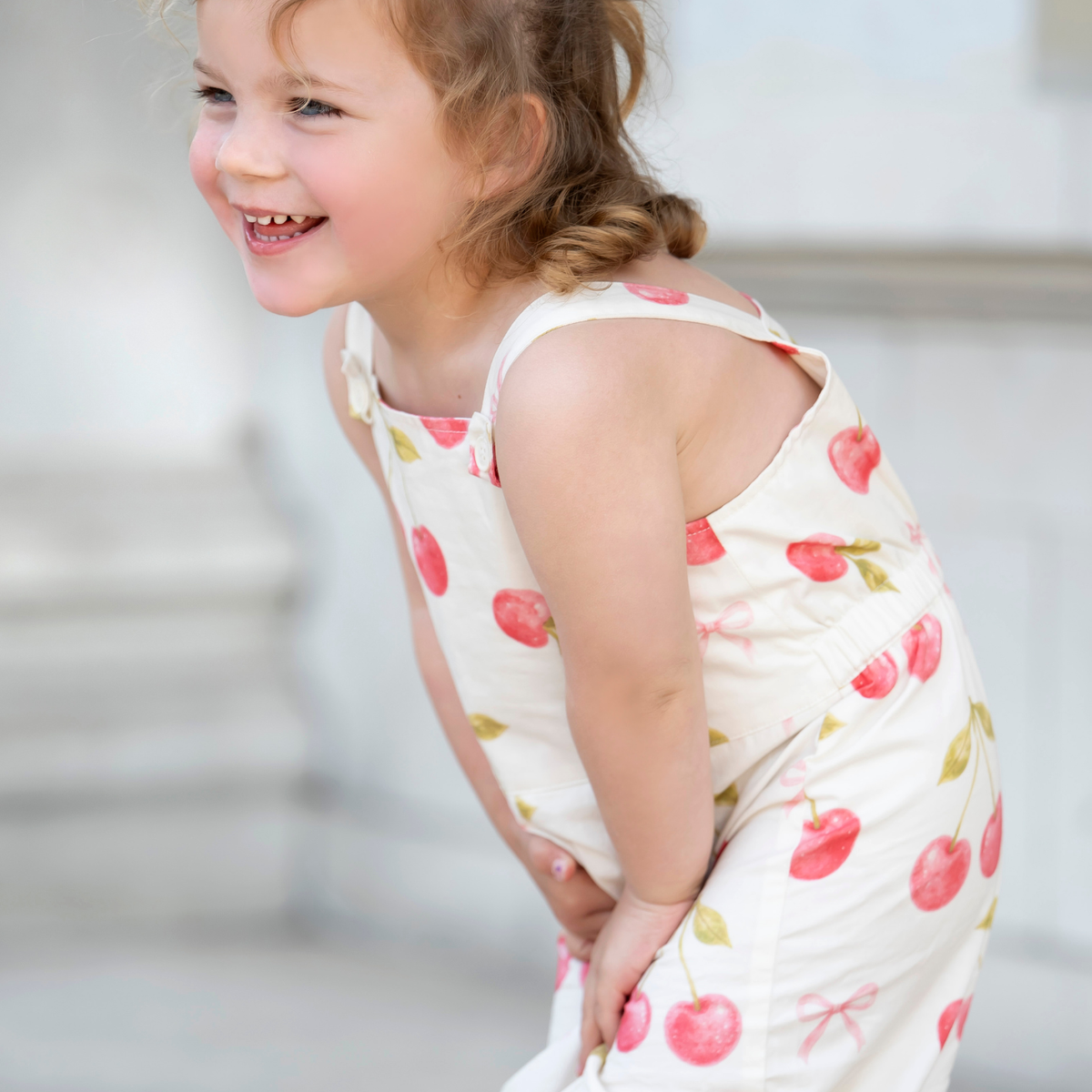 Cherry Dungarees — White Daisy