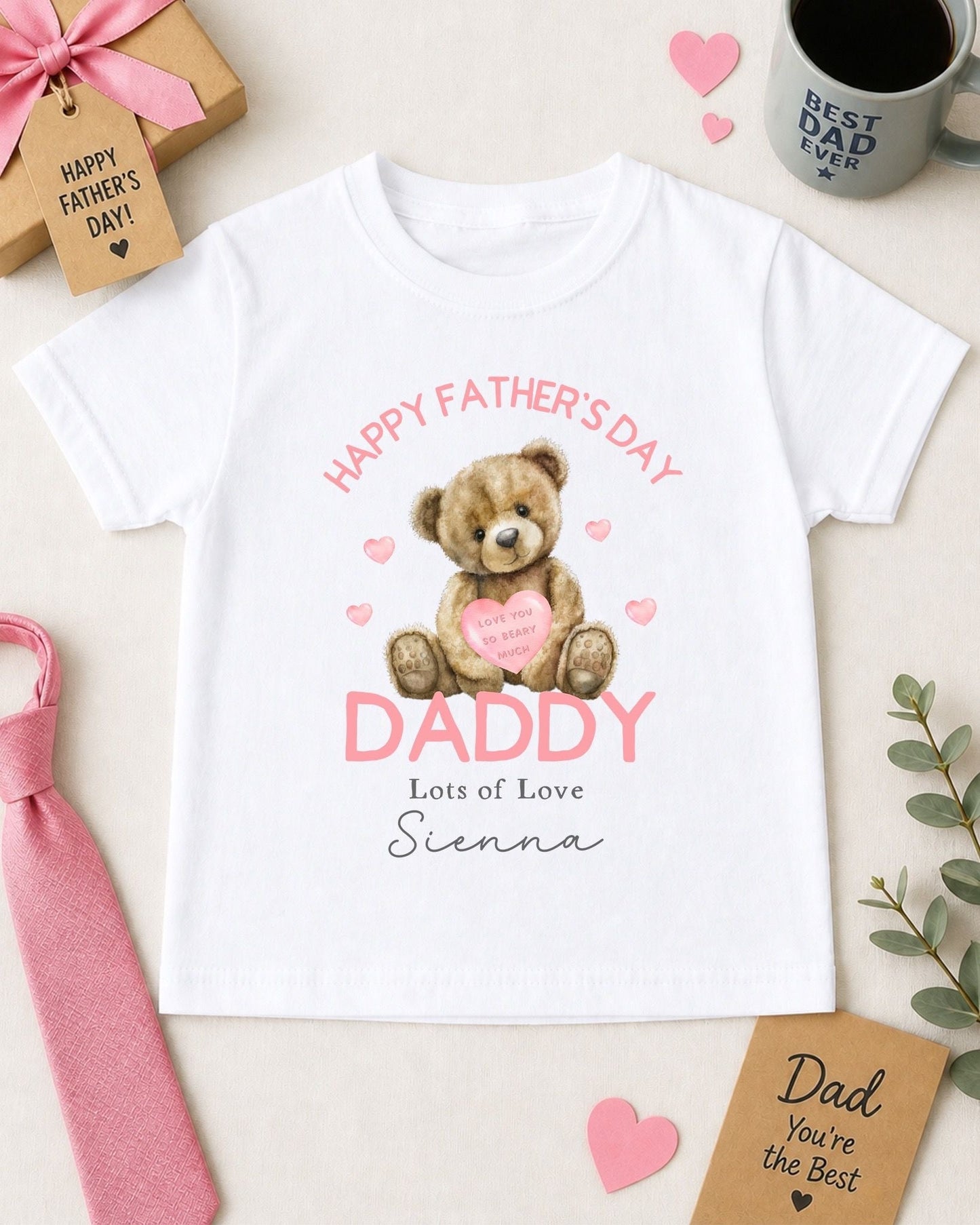 Father's Day T-Shirt - Pink Bear Design